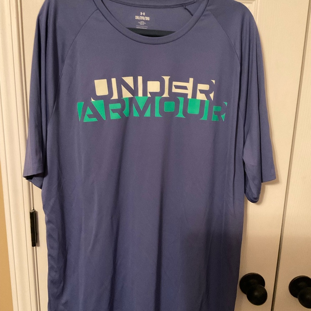 Under Armour Men's Purple and Green Tee
